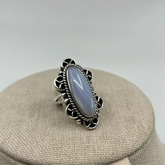 Jewelry - 💍 Vintage CII Mexico Sterling Silver Blue Lace Agate Ring - Size 7, 10.5g